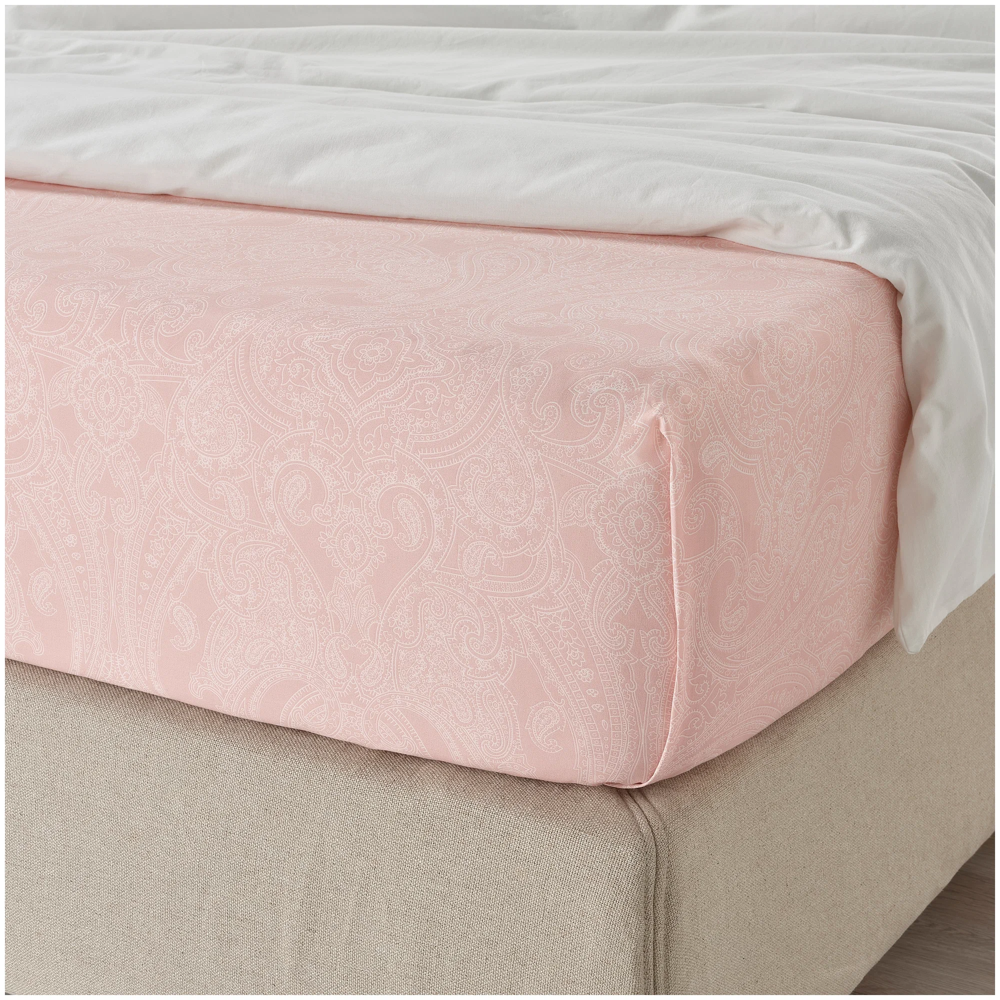 Простыня ИКЕА ЙЭТТЕВАЛЛМО, 150 х 260, светло-розовый/белый