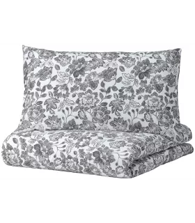 Комплект постельного белья ИКЕА СКУГГНЭВА, смесовая, белый/темно-серый