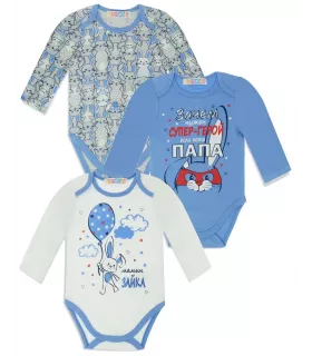 Боди Me & We, комплект из 3 шт., размер 86, синий, серый