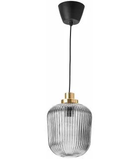 Светильник ИКЕА СОЛКЛИНТ, E27, кол-во ламп: 1 шт., цвет: латунь/серое прозрачное стекло